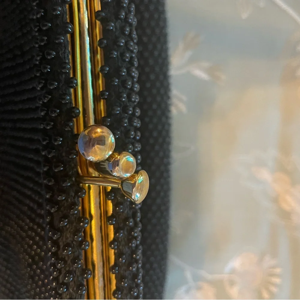 Black Beaded Corde’ Bead Vintage Bag - Picture 12 of 14